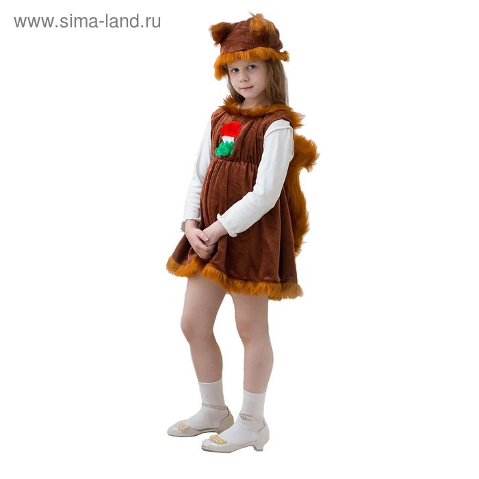 фото Карнавальный костюм "белочка", шапочка, платье с хвостом, 3-5 лет, рост 104-116 см бока