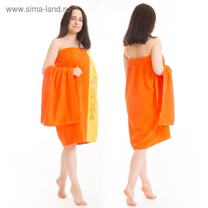Набор д/сауны махр. жен (Килт(юбка)80х160, полотенце 50х90), цвет оранжевый 
Набор д/сауны махр. жен (Килт(юбка)80х160, полотенце 50х90), цвет оранжевый