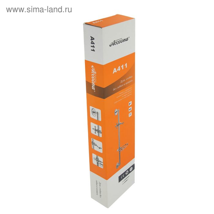 фото Стойка душевая accoona a411, с металлической мыльницей, хром