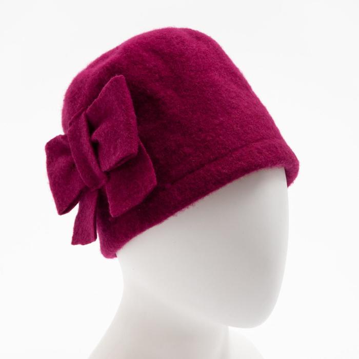 фото Шапка зимняя шерстяная "бэлла", размер 54-56, цвет фуксия