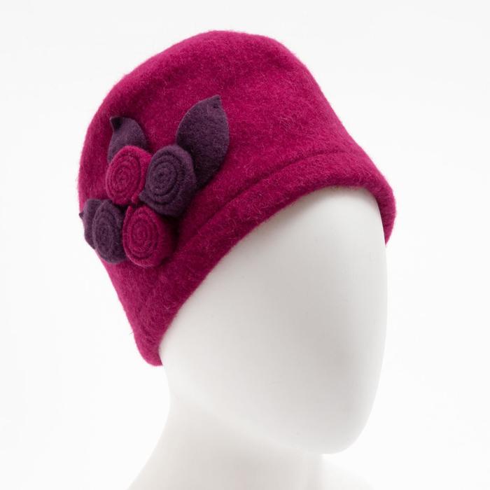 фото Шапка зимняя шерстяная "марта", размер 54-56, цвет фуксия