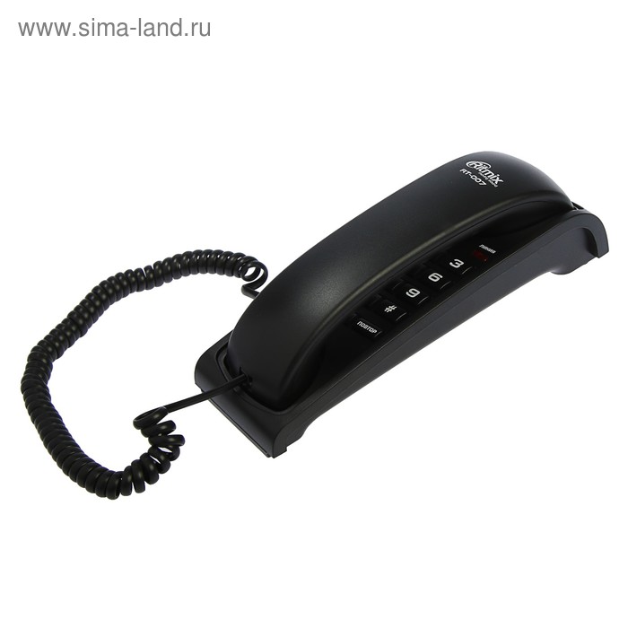 фото Проводной телефон ritmix rt-007, настольно-настенный, стильный дизайн, черный