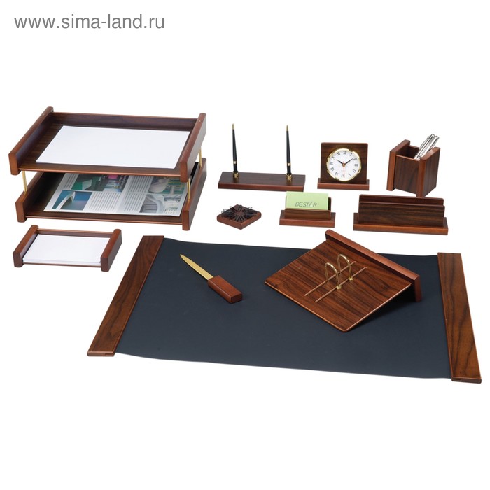 фото Набор настольный bestar platon, из дерева. 11 предметов, двойной лоток, орех