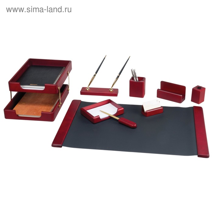 фото Набор настольный bestar saturn, из дерева, 9 предметов, двойной лоток, красное дерево