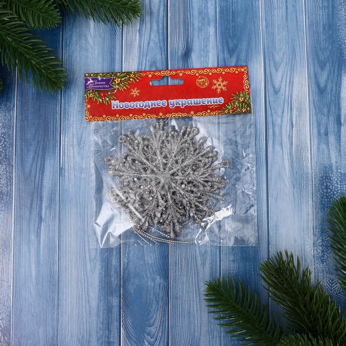 фото Украшение ёлочное "снежинка" (набор 4 шт) d-9 см, микс зимнее волшебство