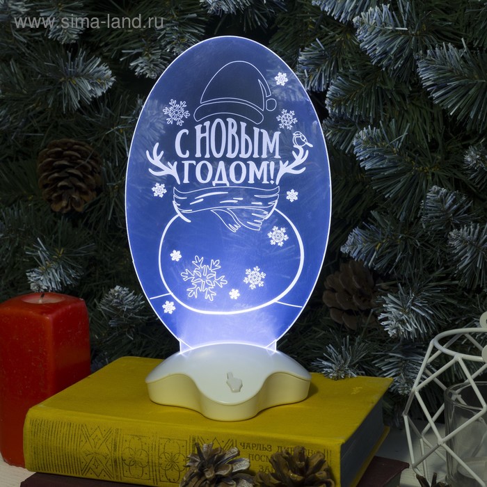 фото Подставка световая "снеговик", 24х11 см, smd3528, ааа*3 (не в компл.), 7 led, белый luazon lighting