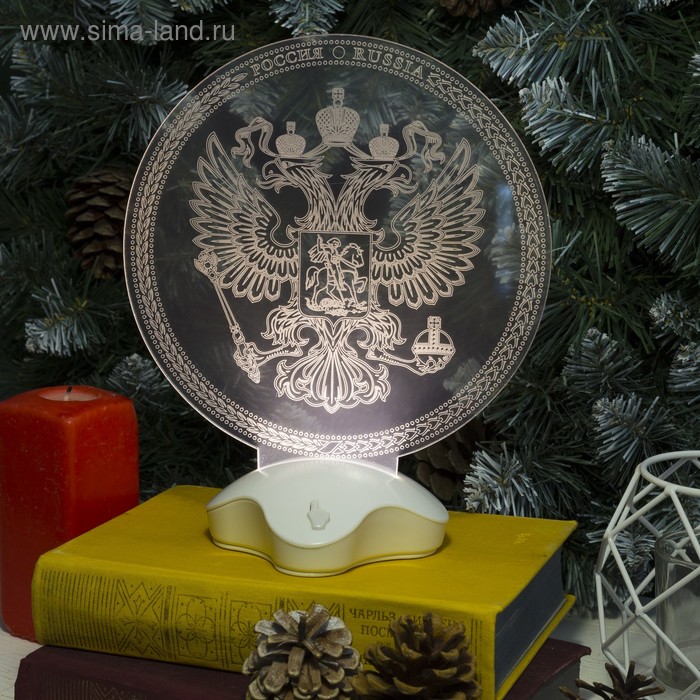 Подставка световая "Герб России", 22.5х19 см, SMD3528, ААА*3 (не в компл.), 7 LED,Т/БЕЛЫЙ
Подставка световая "Герб России", 22.5х19 см, SMD3528, ААА*3 (не в компл.), 7 LED,Т/БЕЛЫЙ