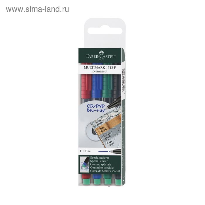 фото Набор маркеров для cd faber-castell multimark 4 цвета 0.6 мм, перманентный