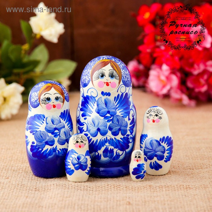 Матрёшка «Гжель», бело-голубой платок, 5 кукольная, 10,5 см
Матрёшка «Гжель», бело-голубой платок, 5 кукольная, 10,5 см