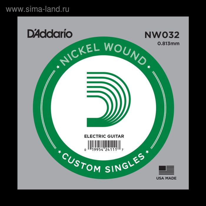 Отдельная струна D'Addario NW032 Nickel Wound для электрогитары, .032,
Отдельная струна D'Addario NW032 Nickel Wound для электрогитары, .032,