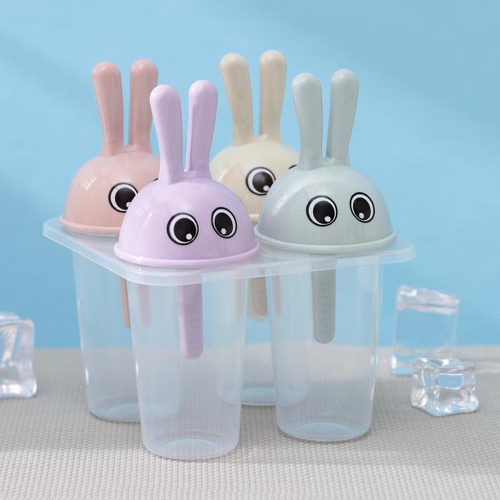 Форма для мороженого «Зайчики», 4 ячейки, 11×11×13 см, цвет МИКС 
Форма для мороженого «Зайчики», 4 ячейки, 11×11×13 см, цвет МИКС