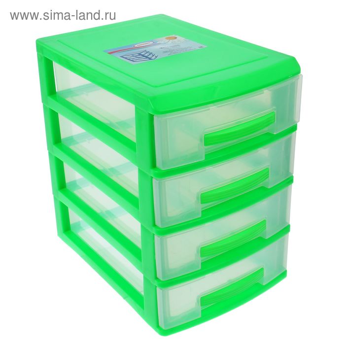 Мини-комод 4-х секционный, цвет салатовый/прозрачный 
Мини-комод 4-х секционный, цвет салатовый/прозрачный
