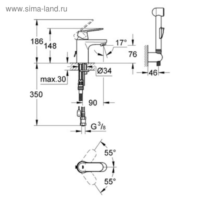 Смеситель для раковины GROHE Eurosmart Cosmopolitan, однорычажный с гигиеническим душем
Смеситель для раковины GROHE Eurosmart Cosmopolitan, однорычажный с гигиеническим душем