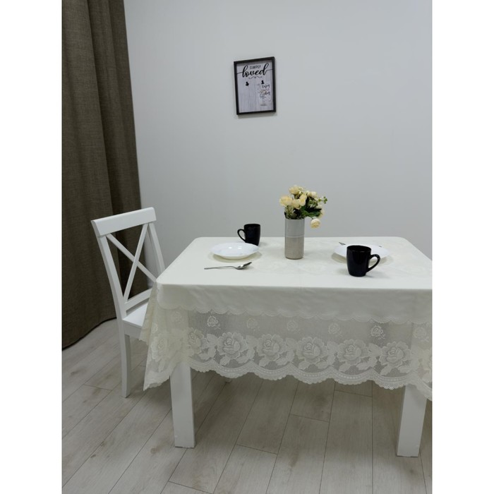 фото Скатерть столовая «ажурная» queen rose, 152 х 228 см, 10 шт в рулоне, сепия towa