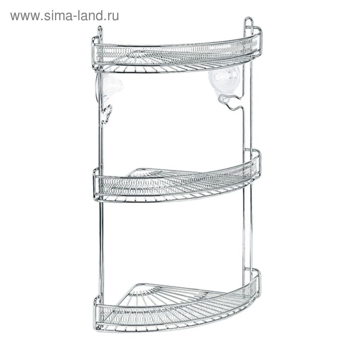 Полочка настенная угловая Flower, на присосках, 3 яруса 
Полочка настенная угловая Flower, на присосках, 3 яруса