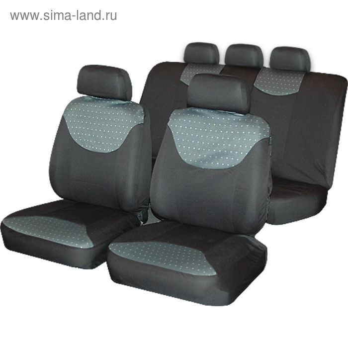 фото Авточехлы на сиденья, универсальные "bergamo", набор 9 предметов, серый/чёрный autostandart