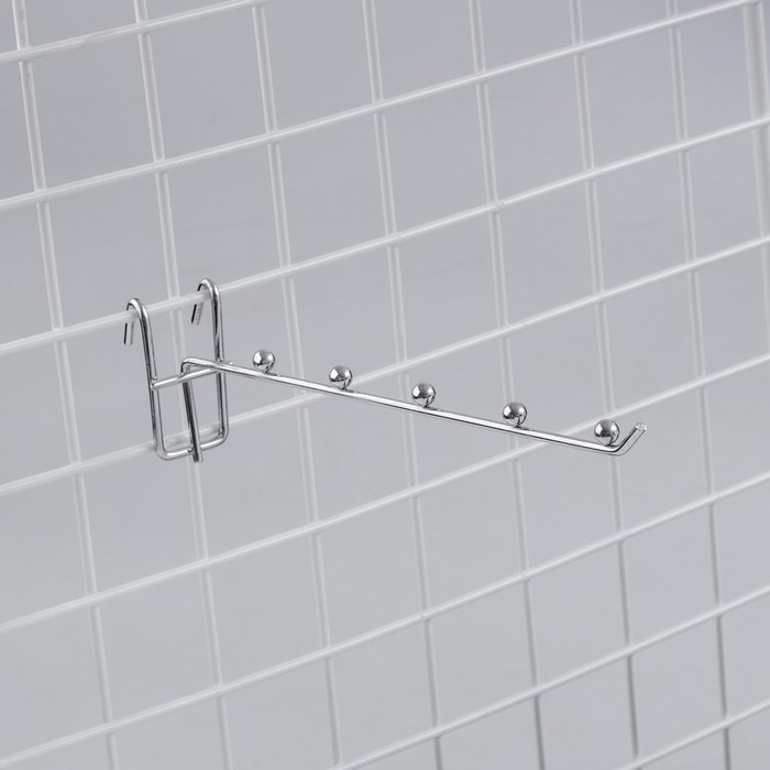 фото Крючок на сетку одинарный, 5 фиксаторов, l=25, d=3,5мм, цвет хром