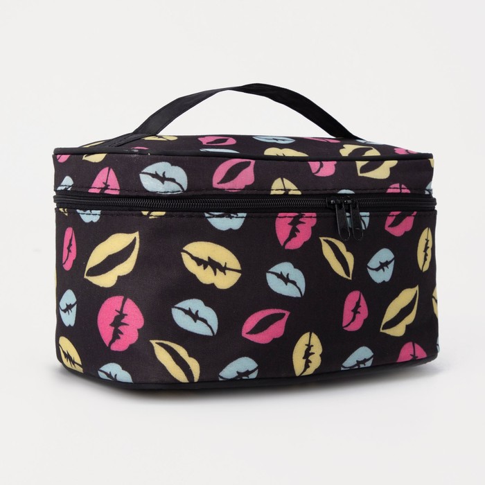 фото Косметичка на молнии, с зеркалом, цвет чёрный