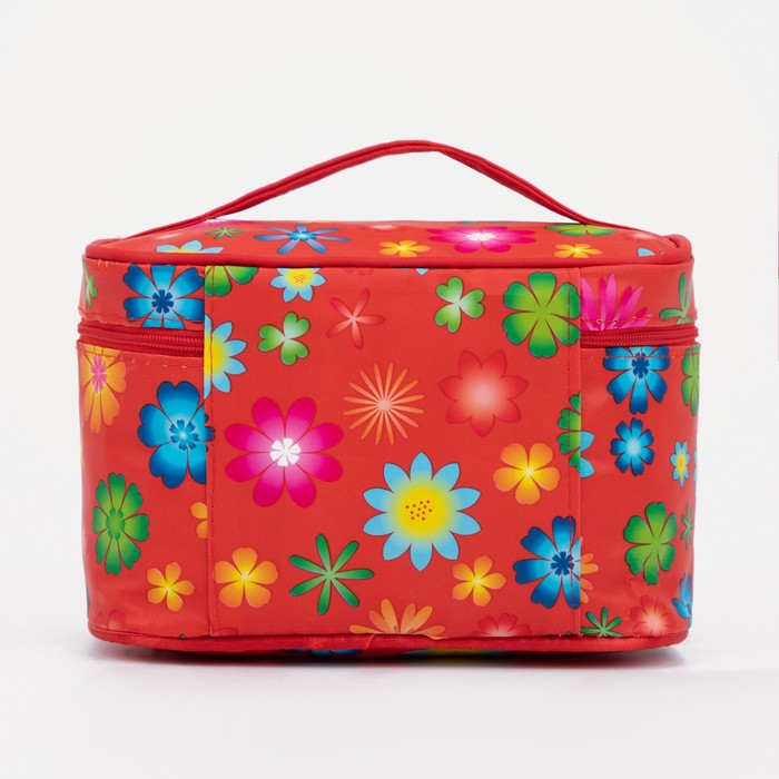 фото Косметичка на молнии, с зеркалом, цвет красный