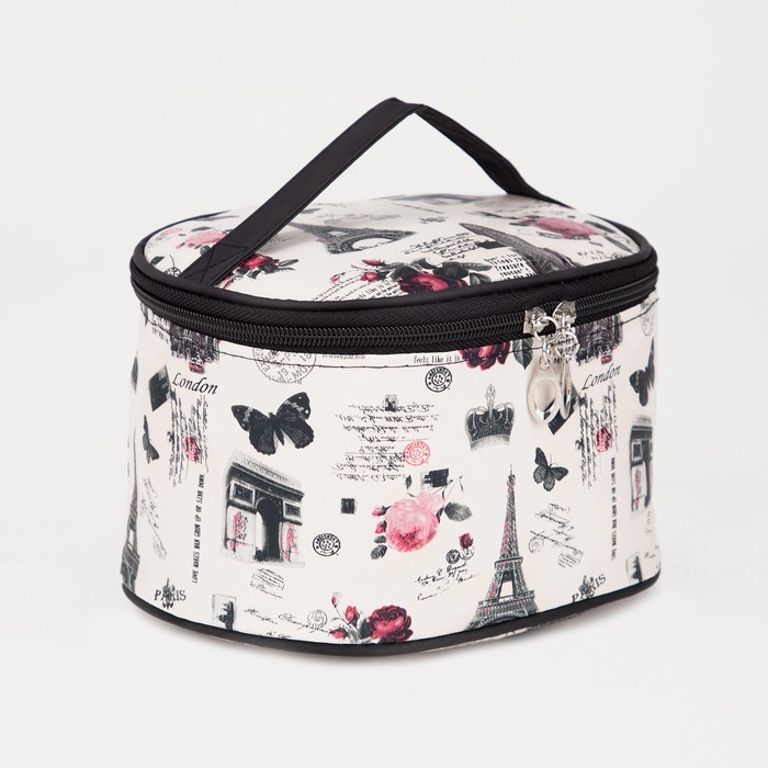 фото Косметичка сундук «города», отдел на молнии, с зеркалом, цвет сиреневый