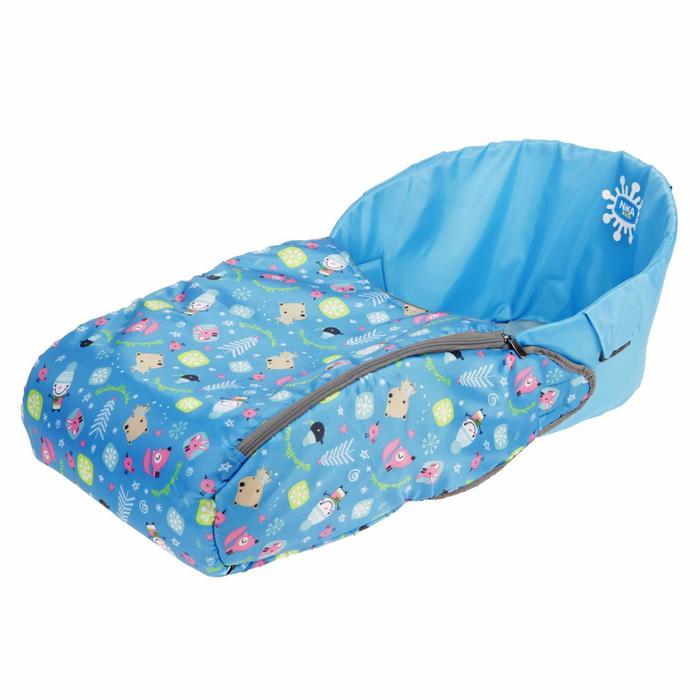 фото Сиденье мягкое для санок с чехлом для ног «зима», цвет голубой nika kids