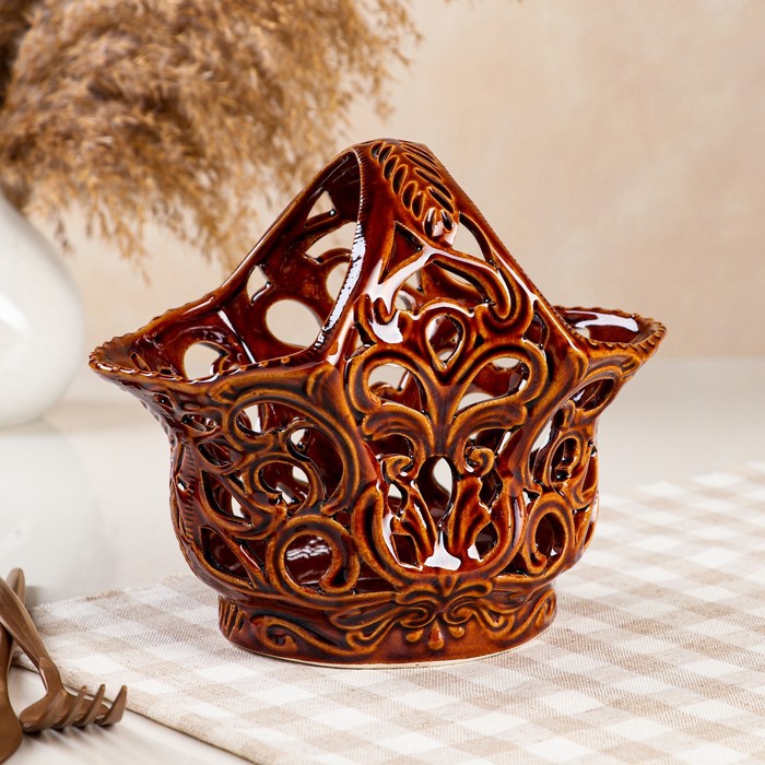 Конфетница "Тюльпан", коричневая, керамика, 18 см
Конфетница "Тюльпан", коричневая, керамика, 18 см