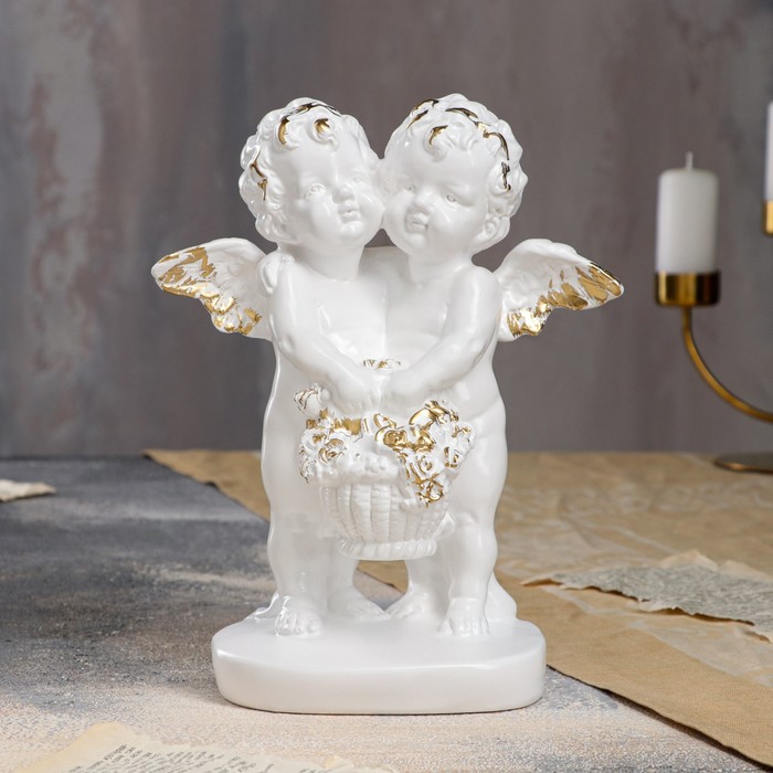 Статуэтка "Пара ангелов с корзиной цветов", золотистая, 25 см
Статуэтка "Пара ангелов с корзиной цветов", золотистая, 25 см