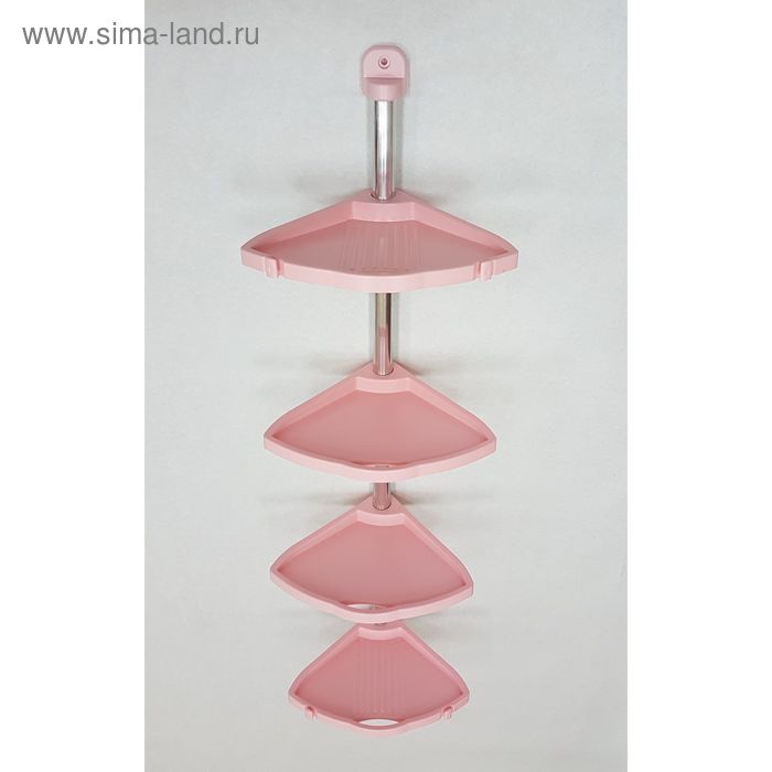 фото Угловая полка, алюминиевая трубка, 4 полки, цвет розовый primanova