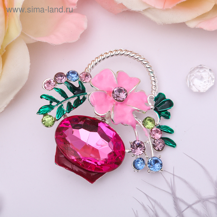 Брошь "Цветочная корзинка", цвет розовый в серебре
Брошь "Цветочная корзинка", цвет розовый в серебре