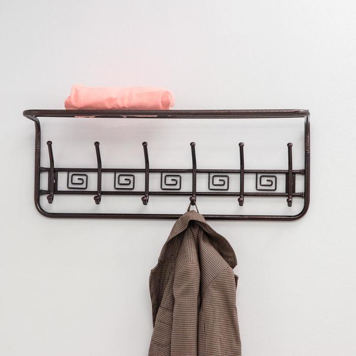 Вешалка настенная с полкой на 6 крючков «Ажур», 72,5×22×26,5 см, цвет медный антик
Вешалка настенная с полкой на 6 крючков «Ажур», 72,5×22×26,5 см, цвет медный антик