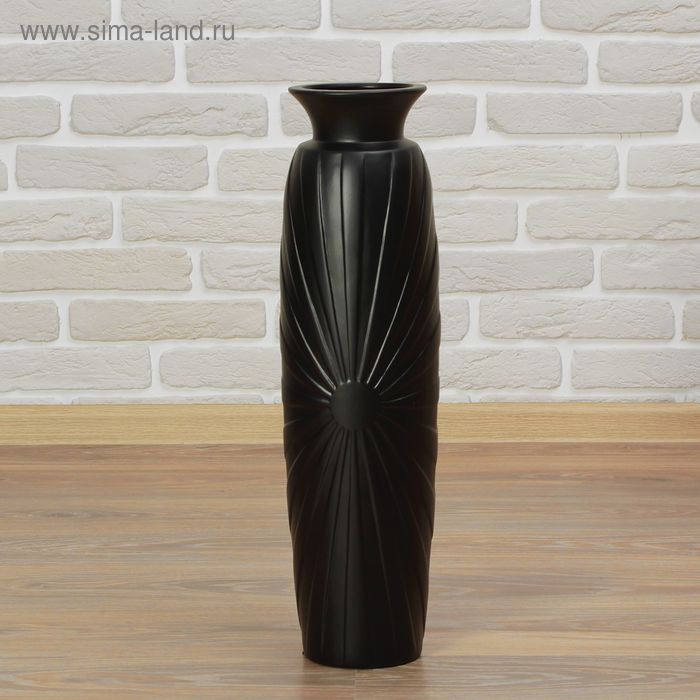 Ваза керамика напольная "День ночь" 60 см солнце горло черная