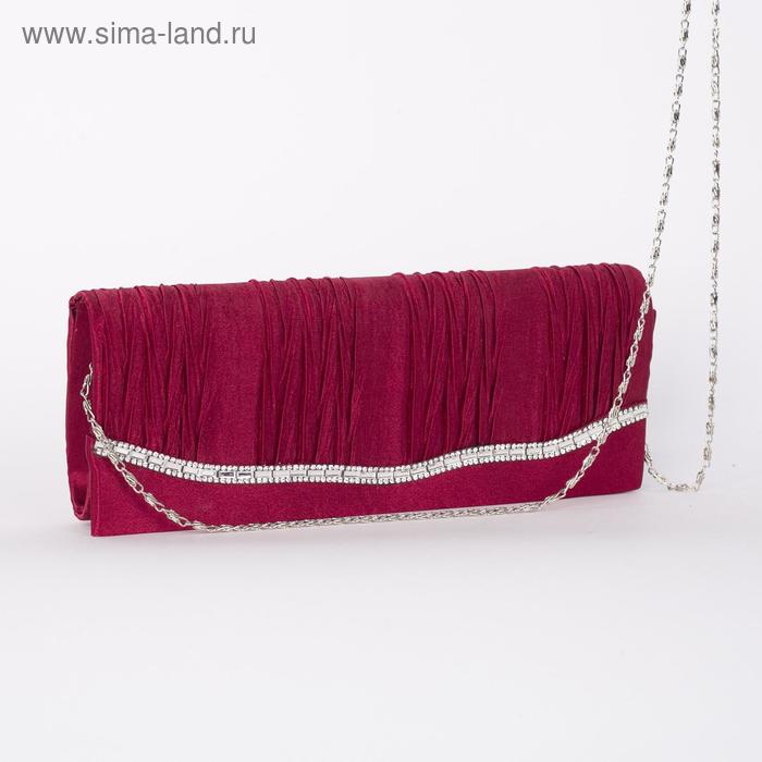 Клатч женский, отдел на магните, длинная цепь, цвет бордовый