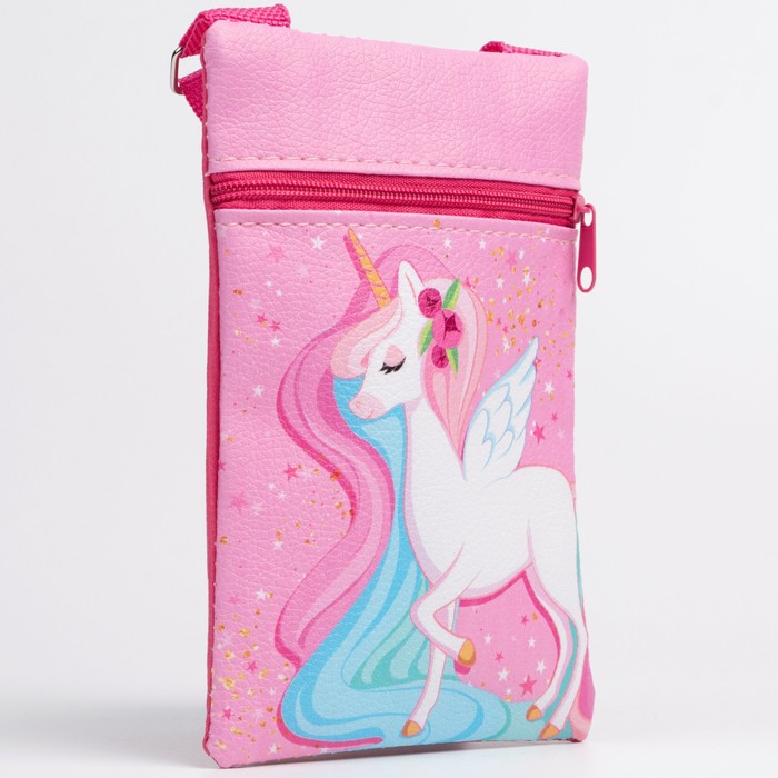 фото Сумка детская «розовый единорог», эко-кожа, фиолетовый, 16х11 см nazamok kids