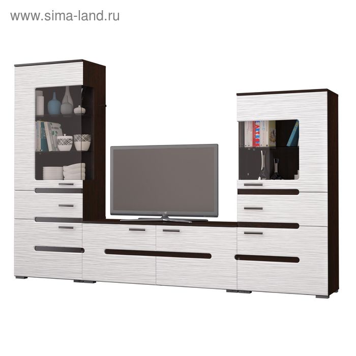 Гостиная "Вика", 2782х415х1900 мм, венге, белый страйп, без полок
Гостиная "Вика", 2782х415х1900 мм, венге, белый страйп, без полок