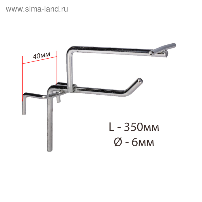фото Крючок на сетку одинарный с ценникодержателем, l=35, d=6мм, цвет хром