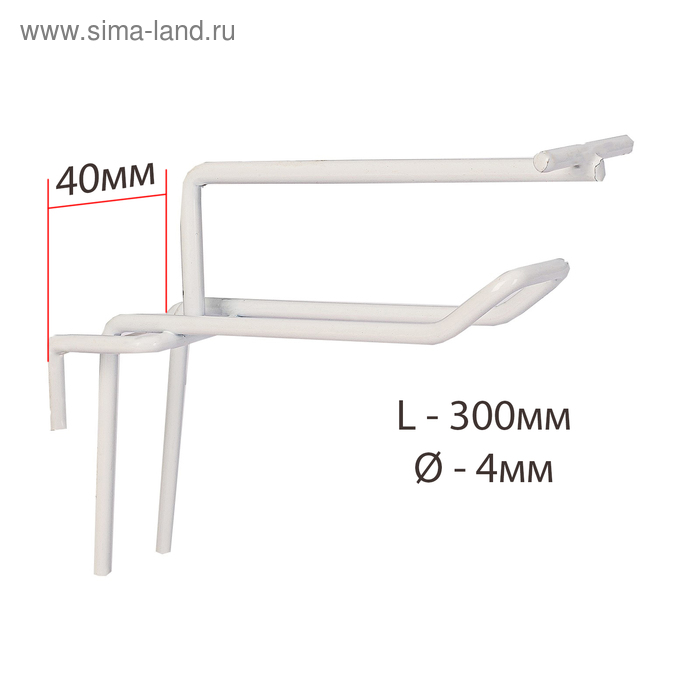 фото Крючок на сетку двойной с ценникодержателем, l=30, d=4мм, цвет белый