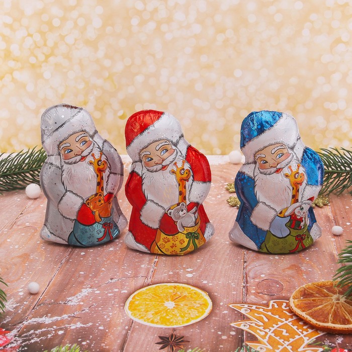 Фигура из тёмного шоколада «Дед Мороз», микс, 50 г
Фигура из тёмного шоколада «Дед Мороз», микс, 50 г