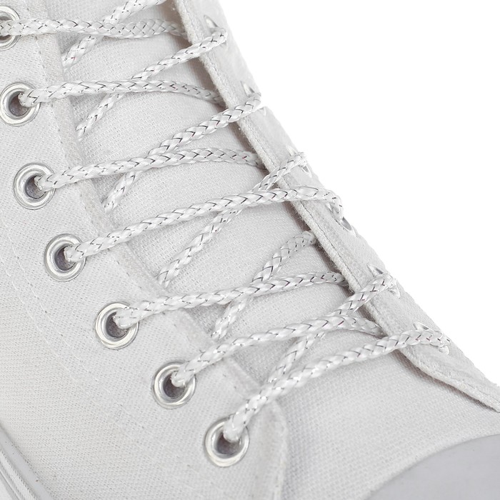 фото Шнурки для обуви, пара, круглые, серебряная нить, d = 3 мм, 110 см, цвет белый onlitop