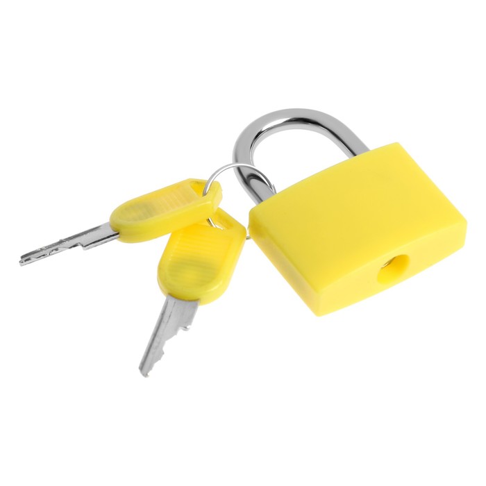 фото Замок навесной для чемодана, средний, 30х42 мм, желтый тундра