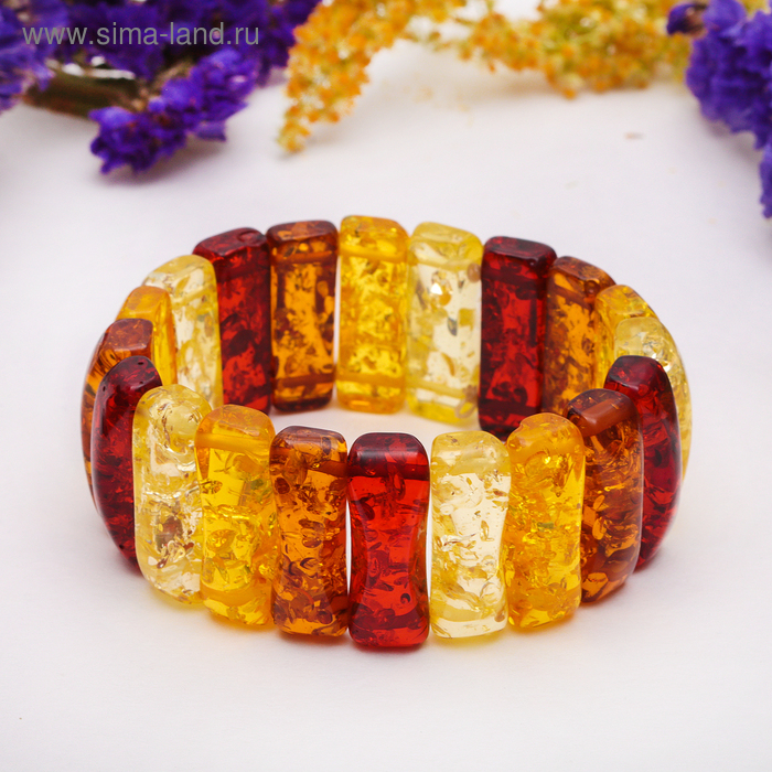 фото Браслет "янтарь" пластина песочные часы, цветной