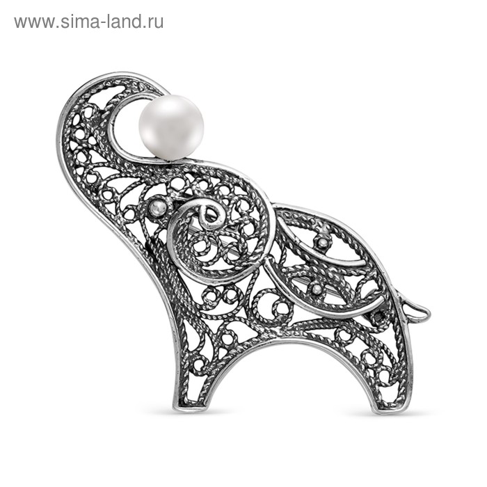 Брошь посеребрение с оксидированием "Слоник с жемчужиной"
Брошь посеребрение с оксидированием "Слоник с жемчужиной"