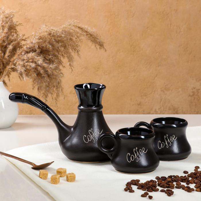 Кофейный набор "Coffee", 3 предмета, тёмно-коричневый, матовый, керамика, 0.65/0.25 л
Кофейный набор "Coffee", 3 предмета, тёмно-коричневый, матовый, керамика, 0.65/0.25 л