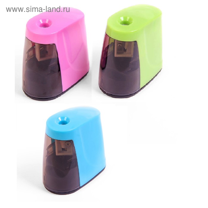 фото Точилка электрическая с контейнером, работает от 2-х батареек аа, микс