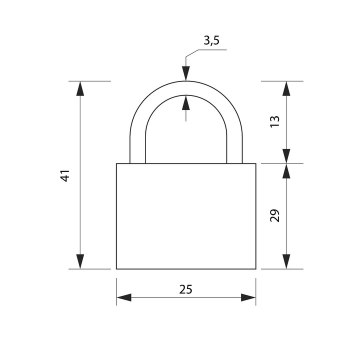 фото Замок навесной, тип 10, 25х42 мм, 2 ключа тундра