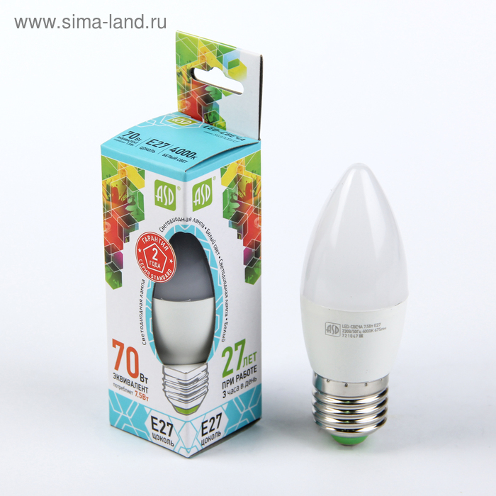 Лампа светодиодная ASD LED-СВЕЧА-standard, Е27, 7.5 Вт, 230 В, 4000 К, 720 Лм
Лампа светодиодная ASD LED-СВЕЧА-standard, Е27, 7.5 Вт, 230 В, 4000 К, 720 Лм