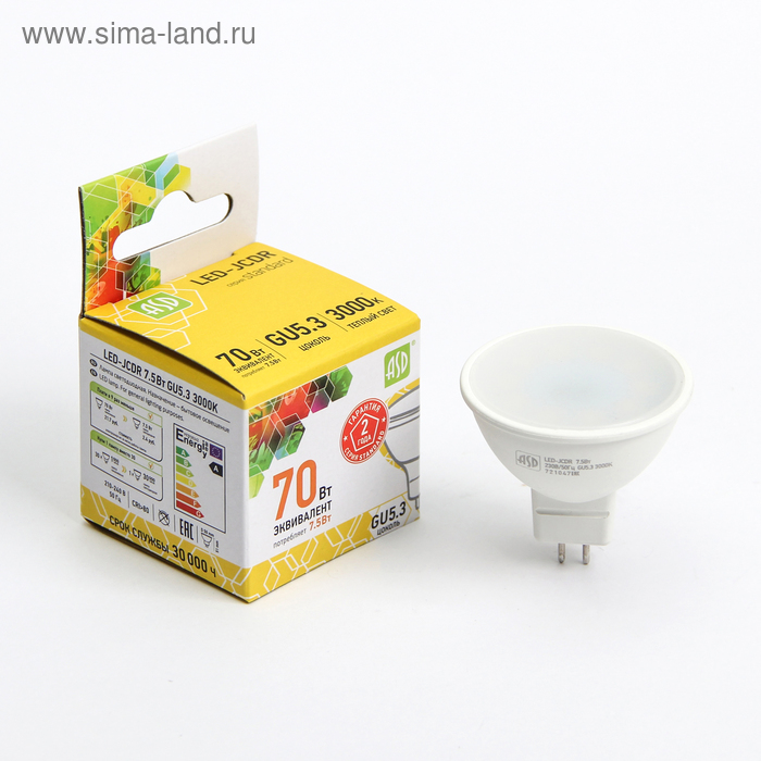 Лампа светодиодная ASD LED-JCDR-standard, GU5.3, 7.5 Вт, 230 В, 3000 К, 675 Лм
Лампа светодиодная ASD LED-JCDR-standard, GU5.3, 7.5 Вт, 230 В, 3000 К, 675 Лм