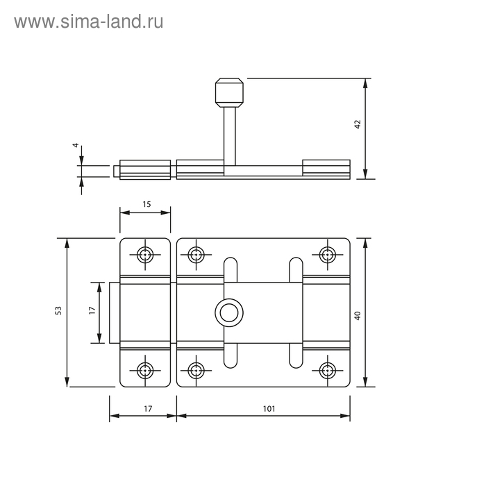 фото Задвижка дверная зд 002, 100 мм, под навесной замок, оцинкованная тундра