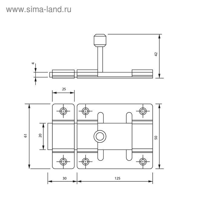 фото Задвижка дверная зд 002, 125 мм, под навесной замок, оцинкованная тундра