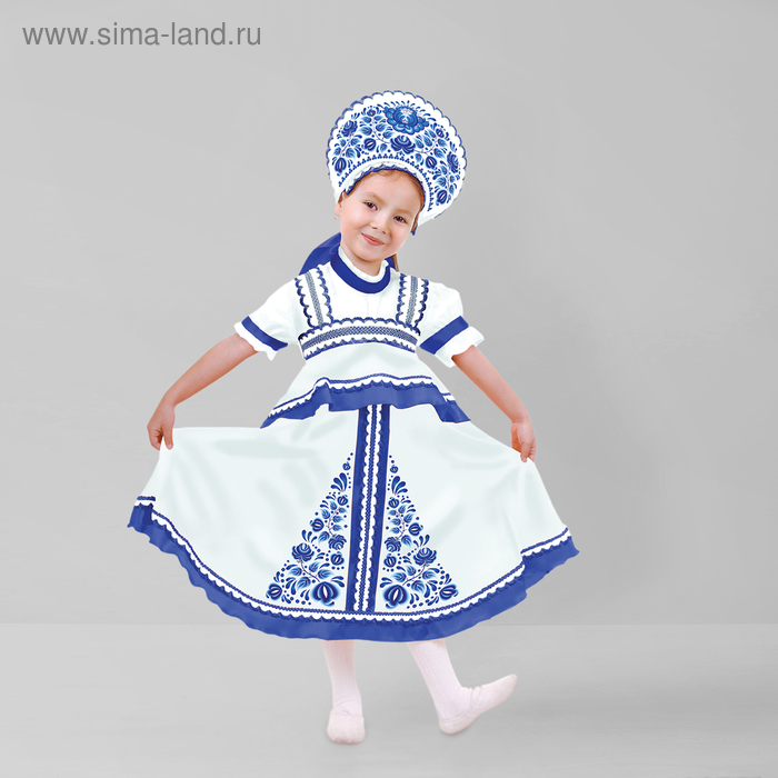 Карнавальный русский костюм "Синие цветы", платье-сарафан, кокошник, цвет белый, р-р 34, рост 140 см
Карнавальный русский костюм "Синие цветы", платье-сарафан, кокошник, цвет белый, р-р 34, рост 140 см