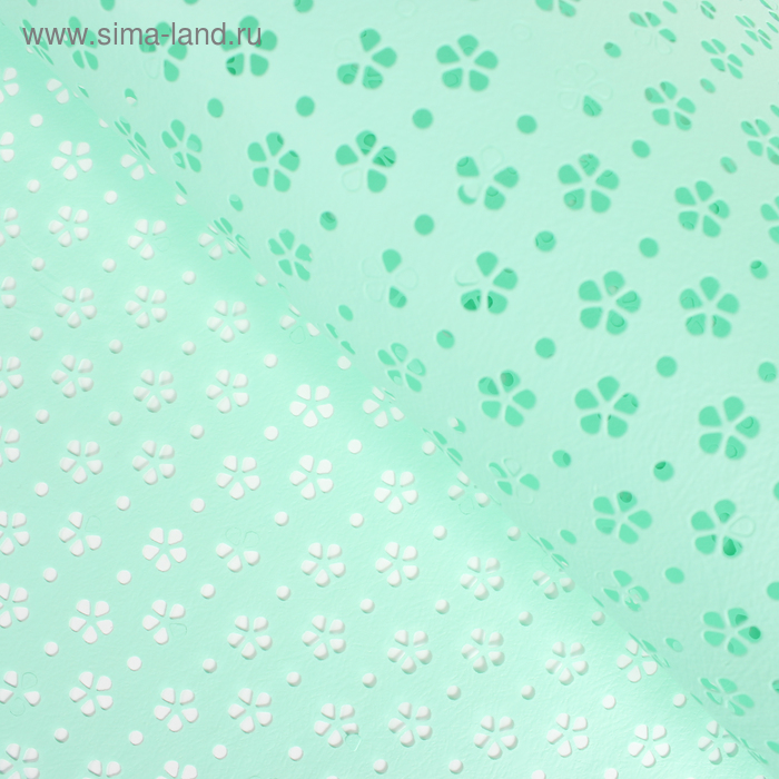 Фетр для декора и флористики, ламинированный, с перфорацией "Цветочки", бирюзовый, лист 1шт., 60 х 60 см
